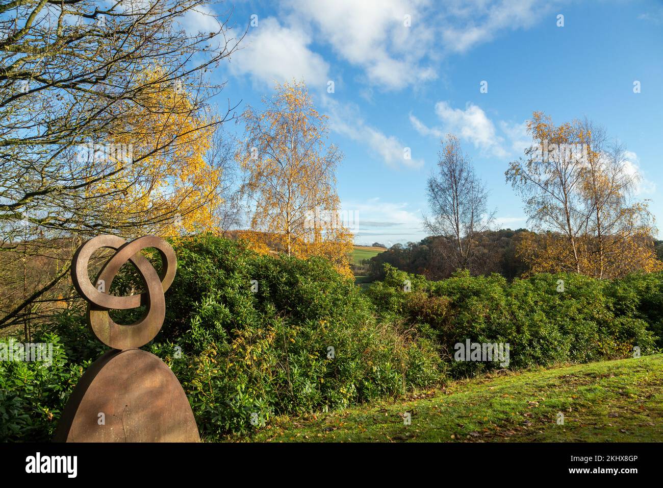 Statue de nœud celtique dans le parc Balbirnie près de Glenrothes, Fife, Écosse Banque D'Images