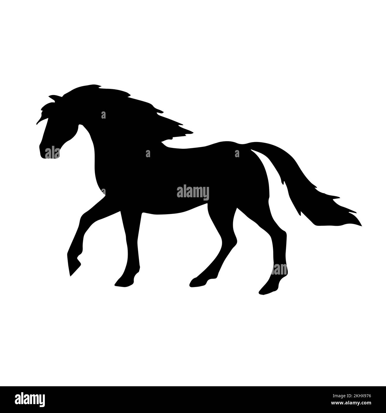 Vector dessiné à la main pré espagnol silhouette de cheval isolée sur fond blanc Illustration de Vecteur