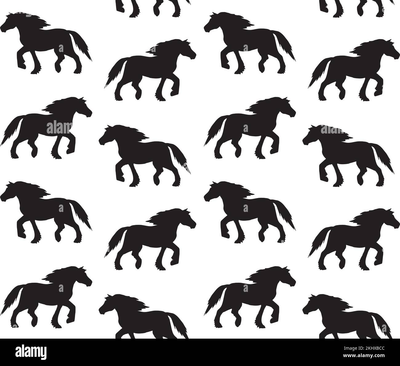 Motif vectoriel sans couture de la silhouette de cheval gitane dessinée à la main isolée sur fond blanc Illustration de Vecteur