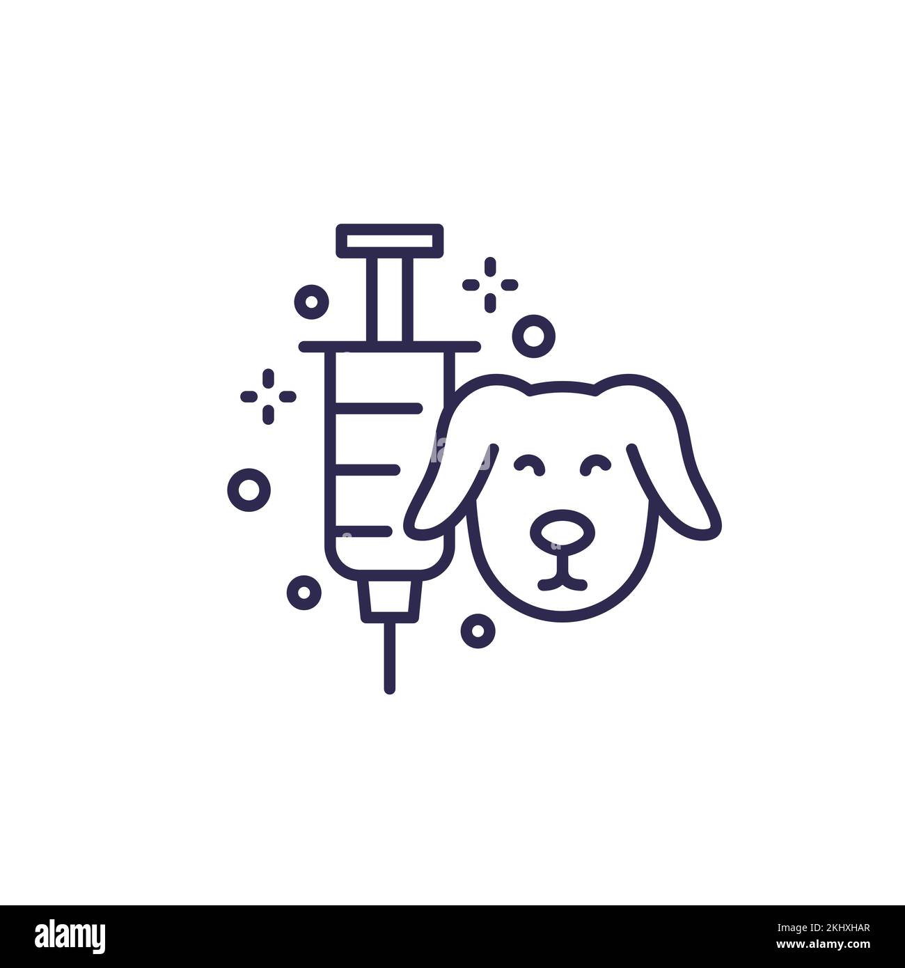 l'icône de la ligne de vaccination du chien est en blanc Illustration de Vecteur