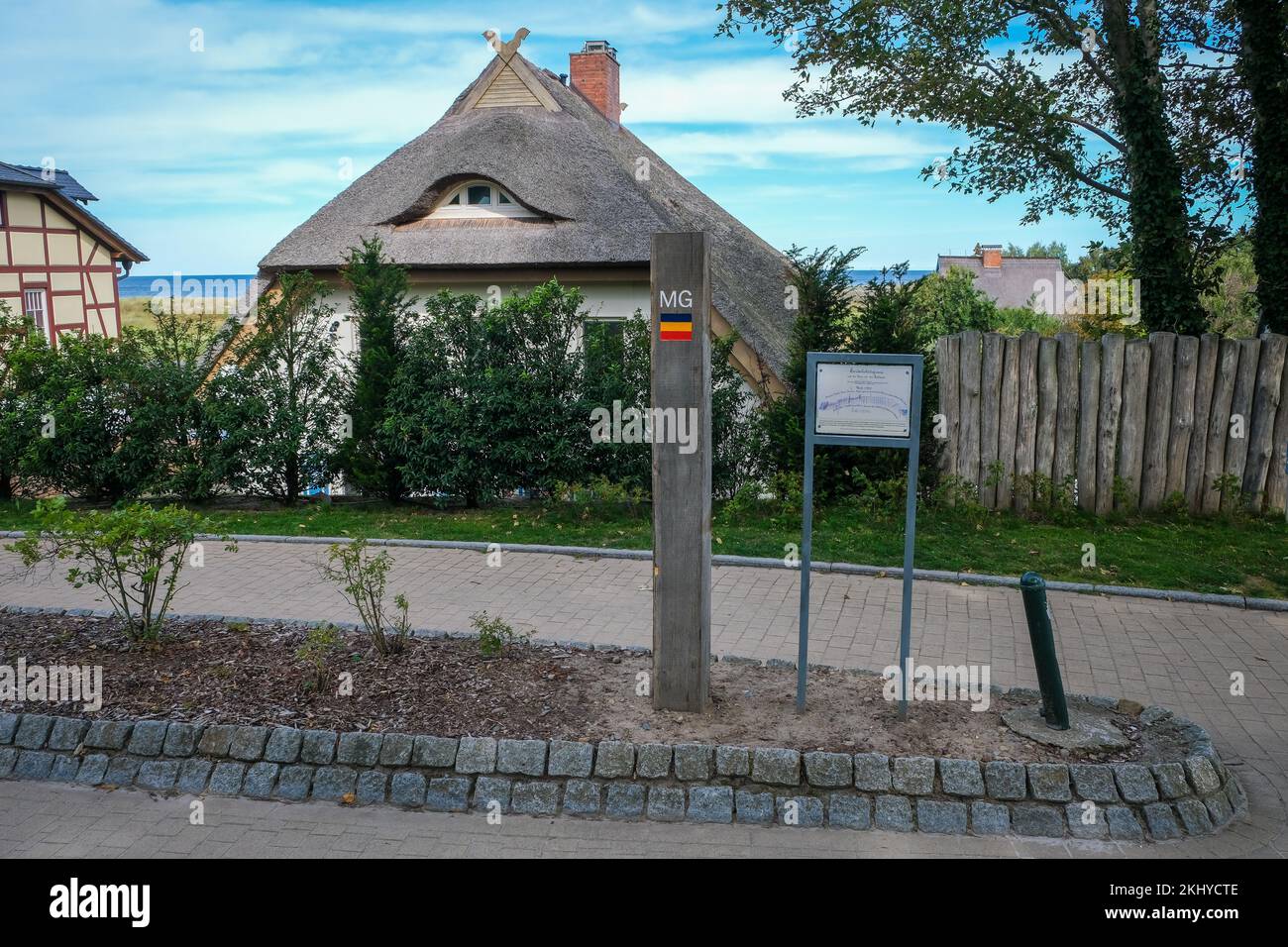 Ahrenshoop, Fischland-Darss-Zingst, Mecklembourg-Poméranie occidentale, Allemagne - frontière entre le Mecklembourg et la Poméranie occidentale. Fischland est une bri terrestre Banque D'Images