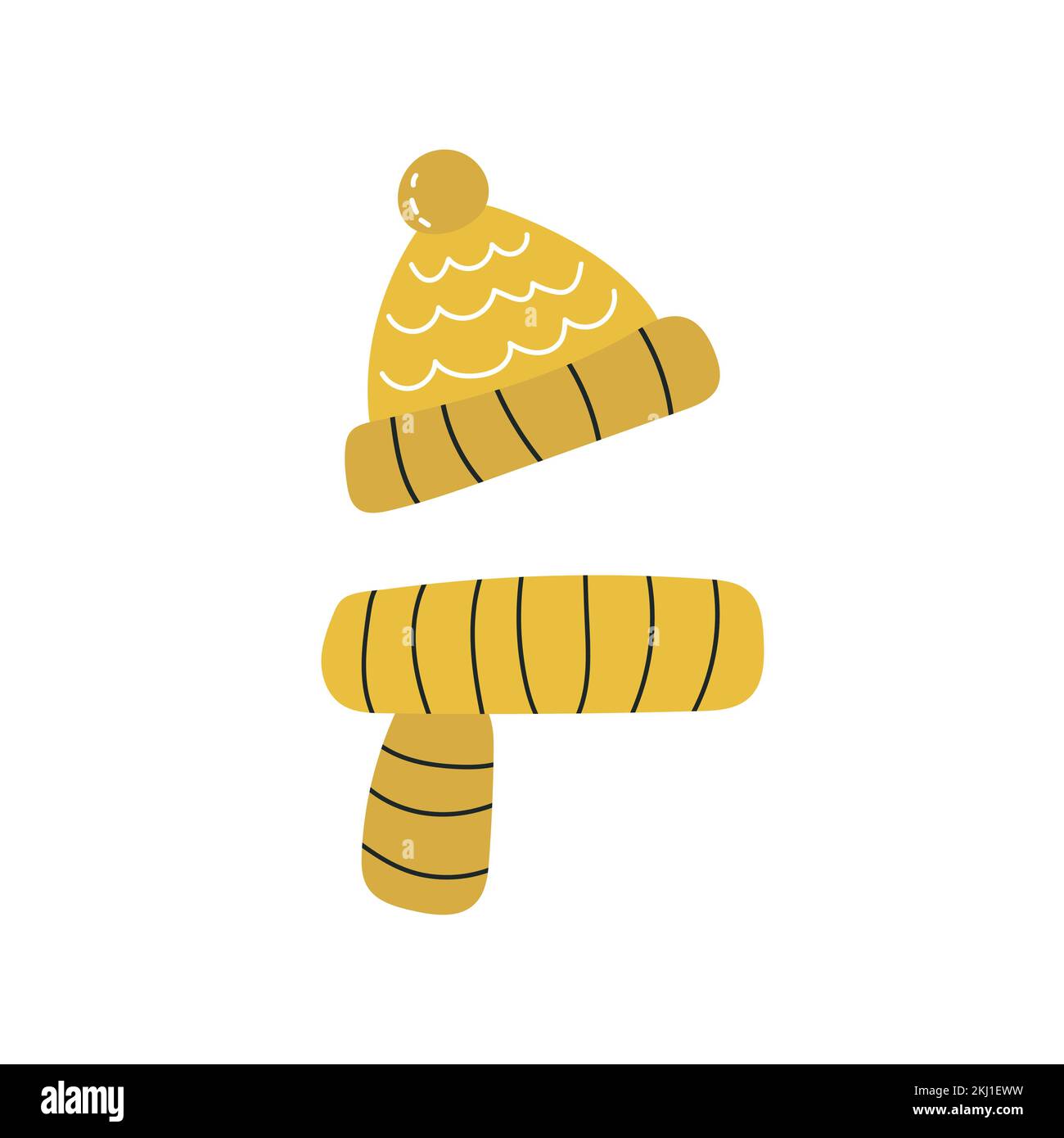 Chapeau jaune et carf vecteur clipart stylisé. Illustration du concept d'automne pour les autocollants et les icônes. Style minimaliste pour enfants, coloris noir et jaune Illustration de Vecteur