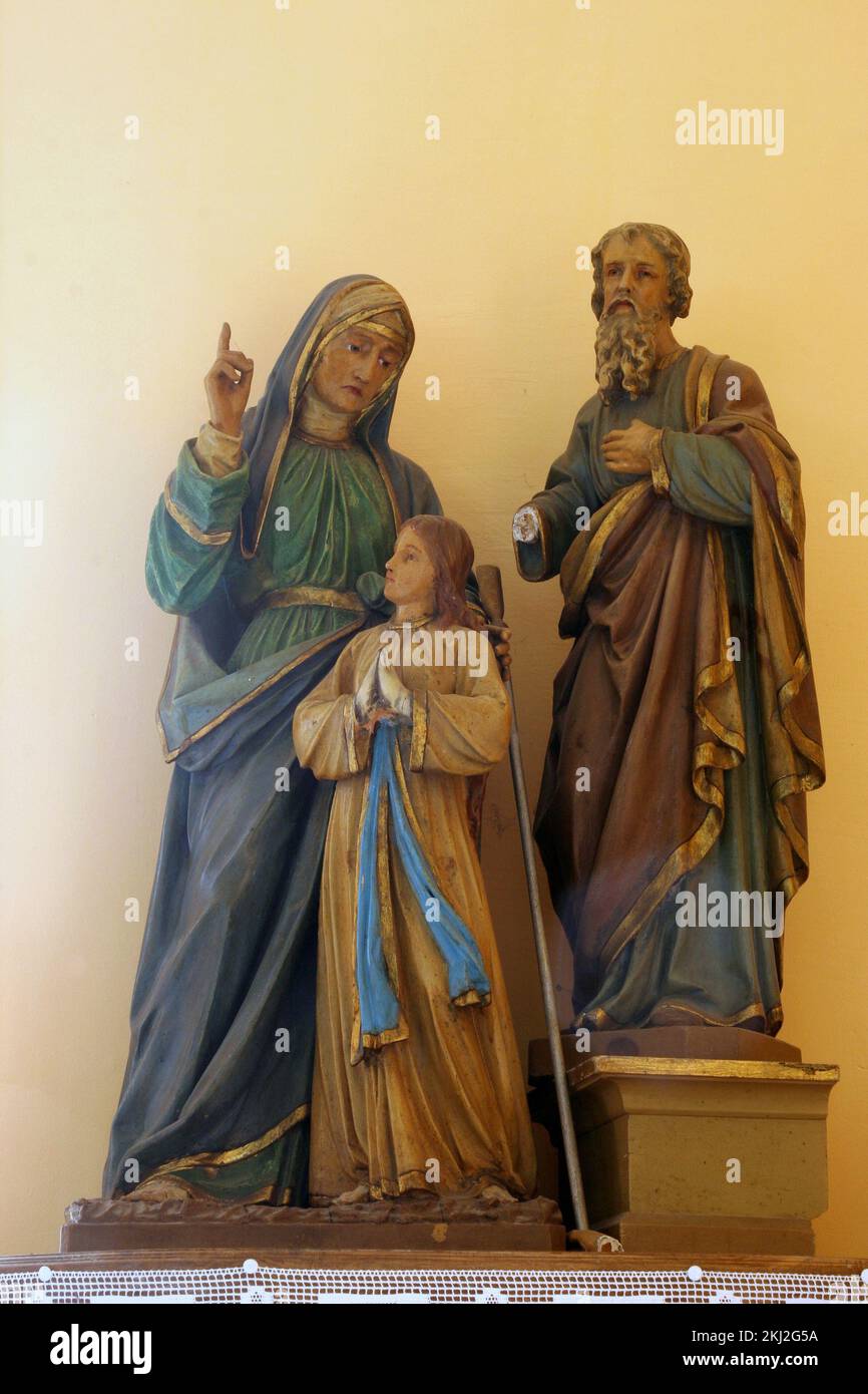 Sainte Anne, la Vierge Marie et Saint Joachim dans l'église paroissiale des Saints Michael et Ann à Gornje Prekrizje, Croatie Banque D'Images