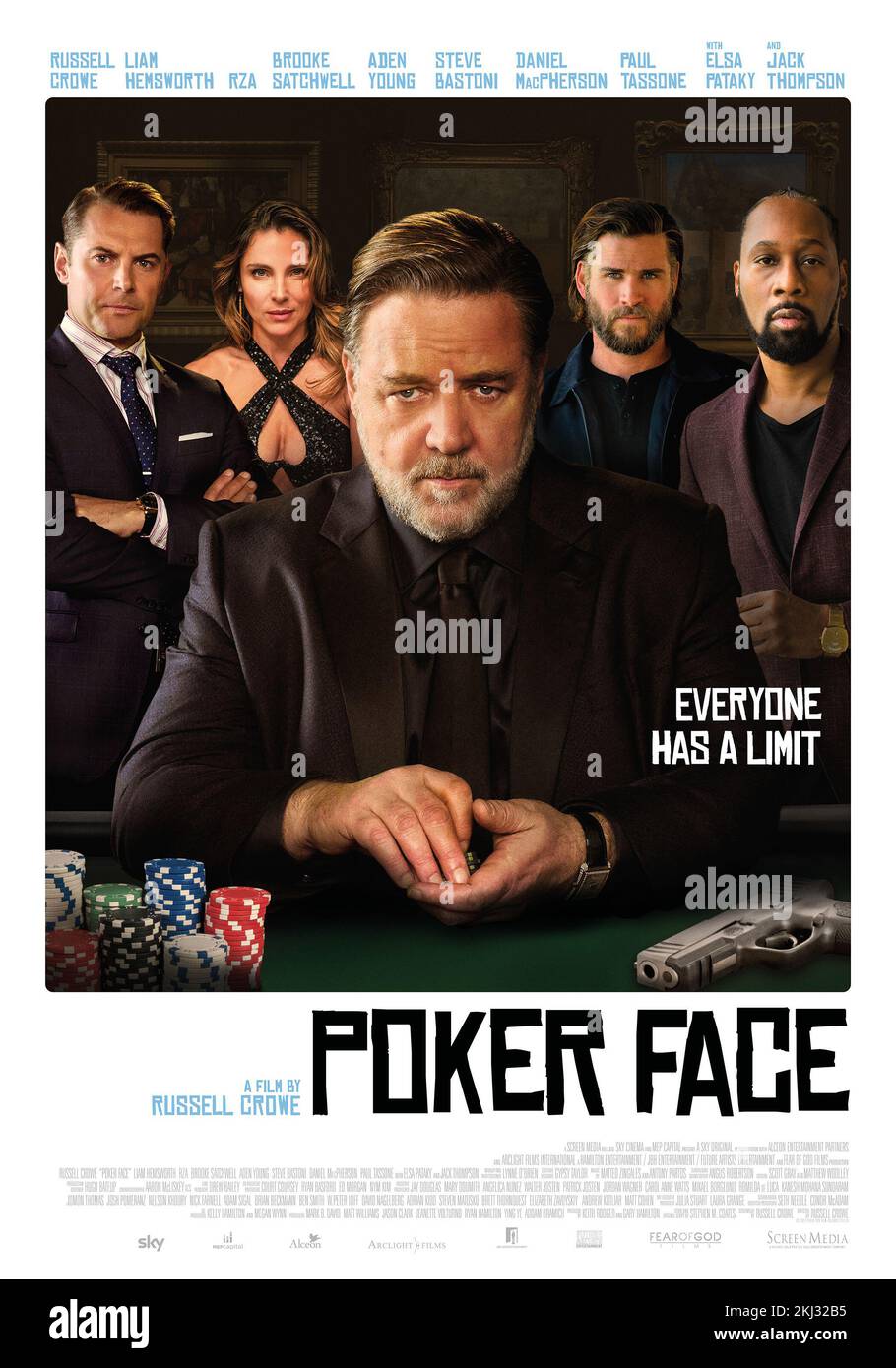 Affiche Russell Crowe face de poker Banque D'Images