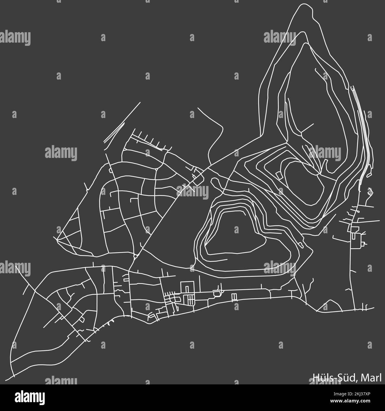 Carte des rues de la COMMUNE DE HÜLS-NORD, MARL Illustration de Vecteur