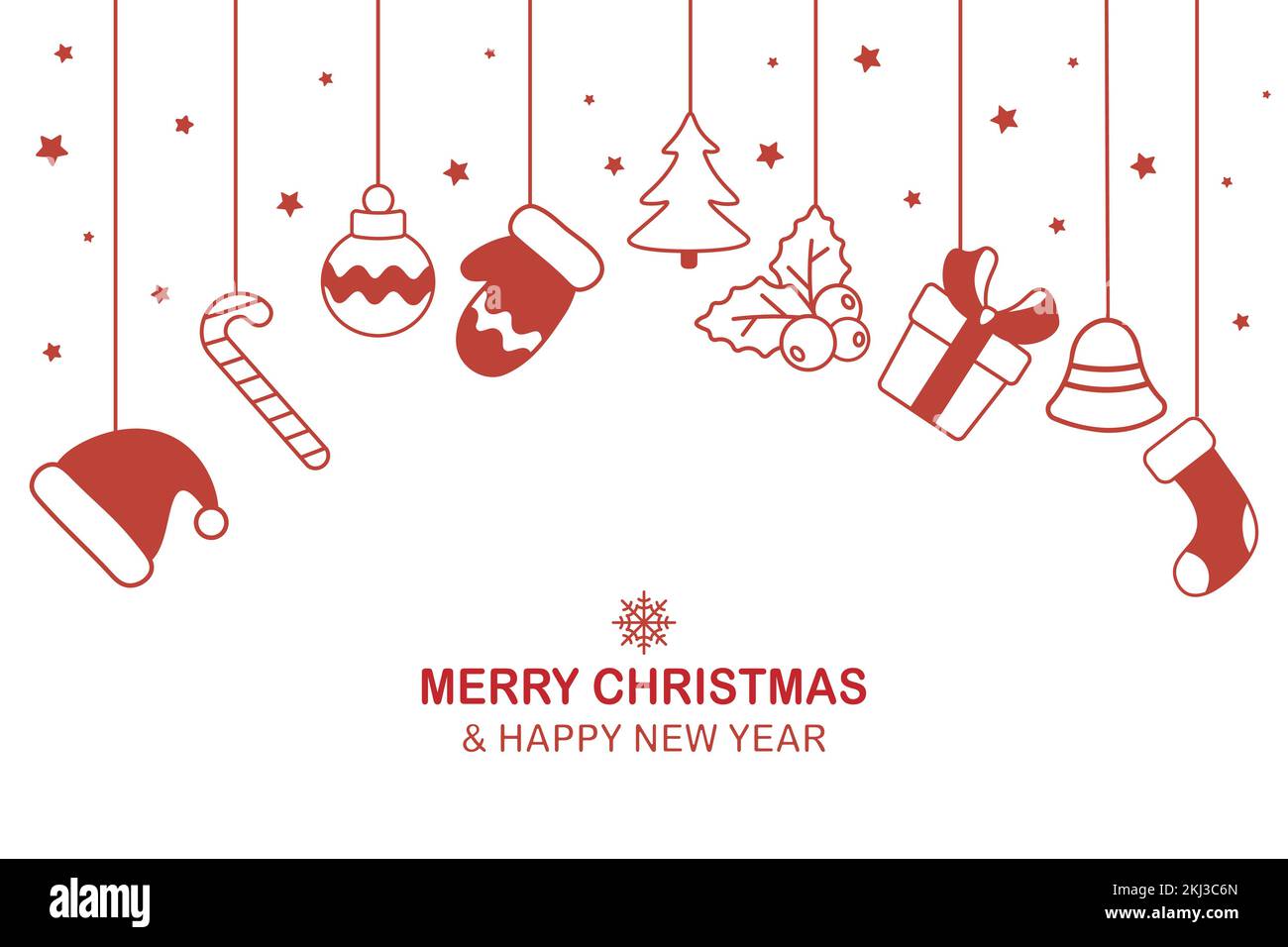 Joyeux noël à la main décoration d'arrière-plan éléments sont dans un arc de dessus Illustration de Vecteur