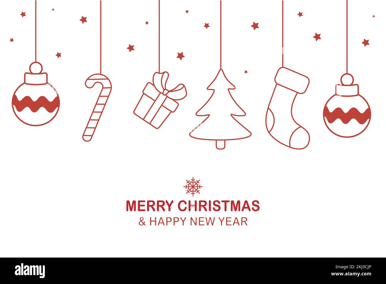 Joyeux noël à la main décoration d'arrière-plan éléments d'en haut Illustration de Vecteur