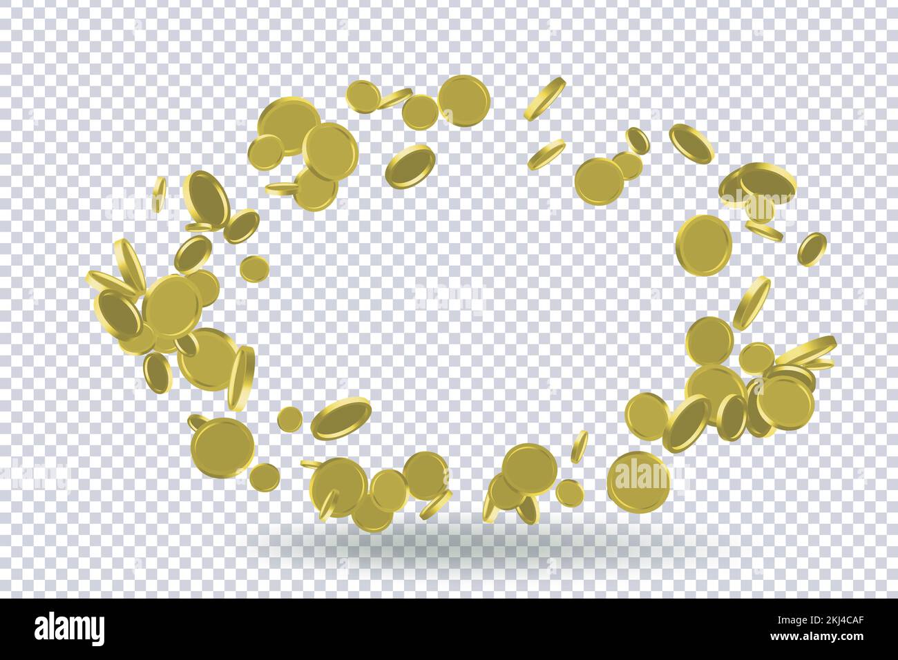 Ensemble vide de 3D pièces d'or. Modèle rond de pièces d'or en rotation dans différentes positions.argent d'or pour les jeux de jeu de conception, jackpot, banque ou fina Illustration de Vecteur