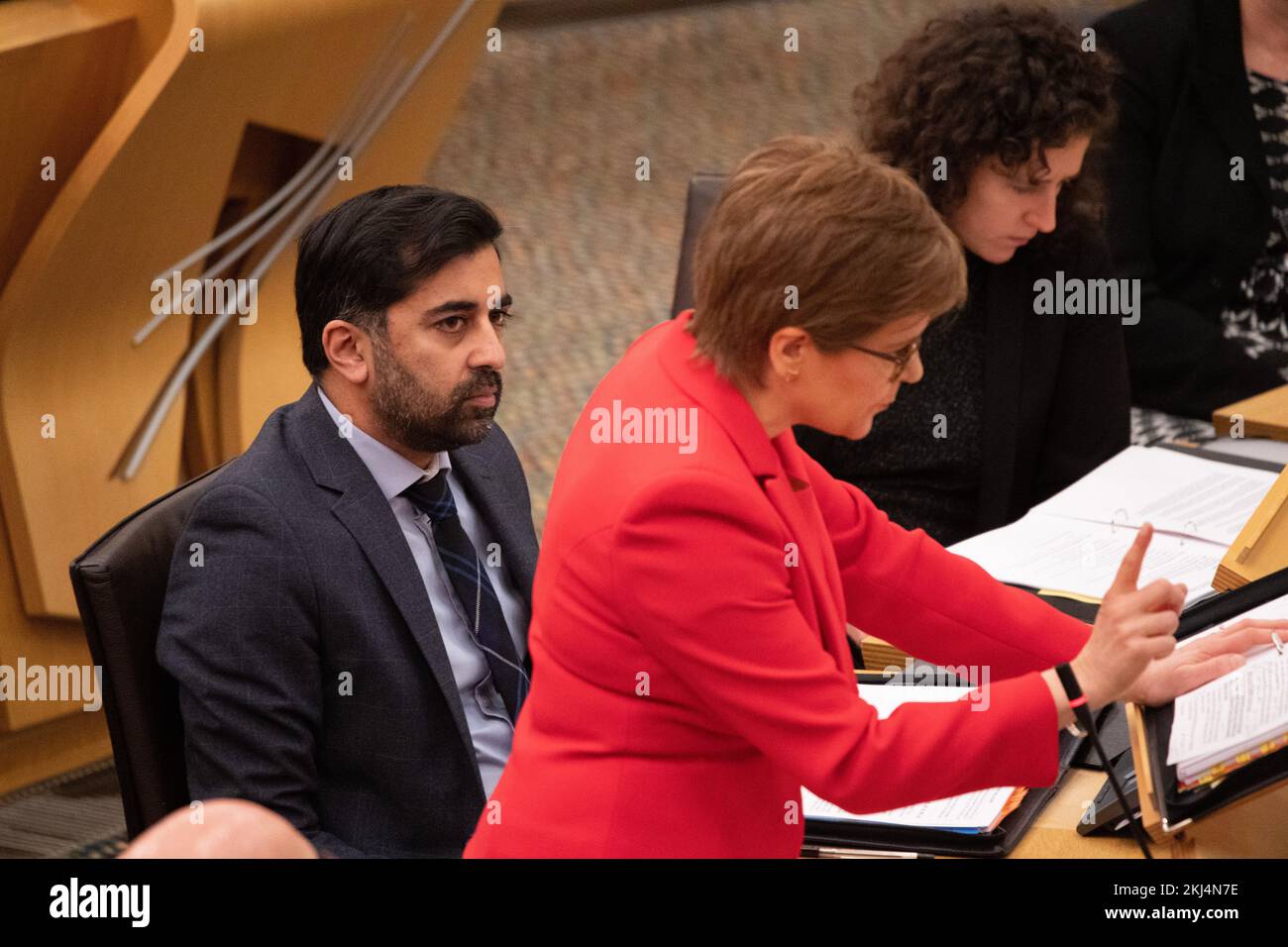 Édimbourg, Écosse, Royaume-Uni. 24th novembre 2022. PHOTO : séance hebdomadaire des premiers ministres questions au Parlement écossais le lendemain de la décision de la Cour suprême du Royaume-Uni selon laquelle Holyrood ne serait pas en mesure de déclencher un second référendum sur l'indépendance. Crédit: Colin D Fisher crédit: Colin Fisher/Alay Live News Banque D'Images