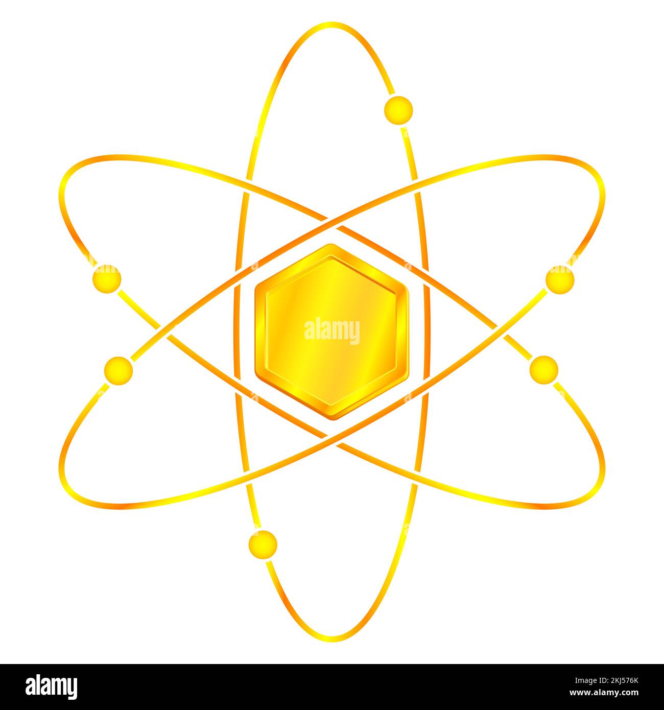 Illustration d'un atome hexagonal en or abstrait Illustration de Vecteur