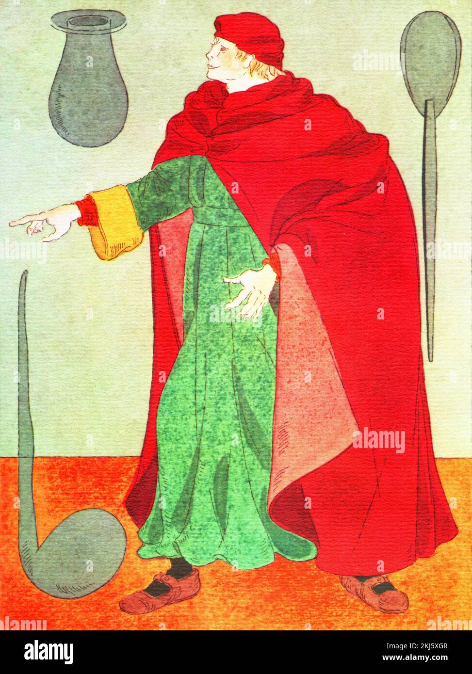 Un apothicaire dans le 15th siècle, Apothecary, terme archaïque pour un professionnel de la santé qui formule et distribue la médecine Banque D'Images