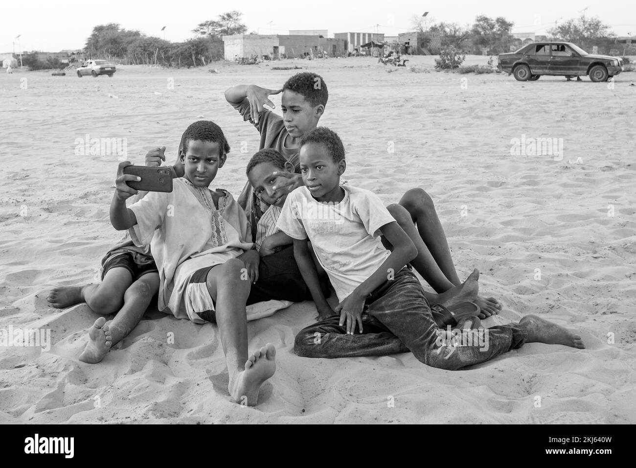 Mauritanie, Tidjikja, amis Banque D'Images