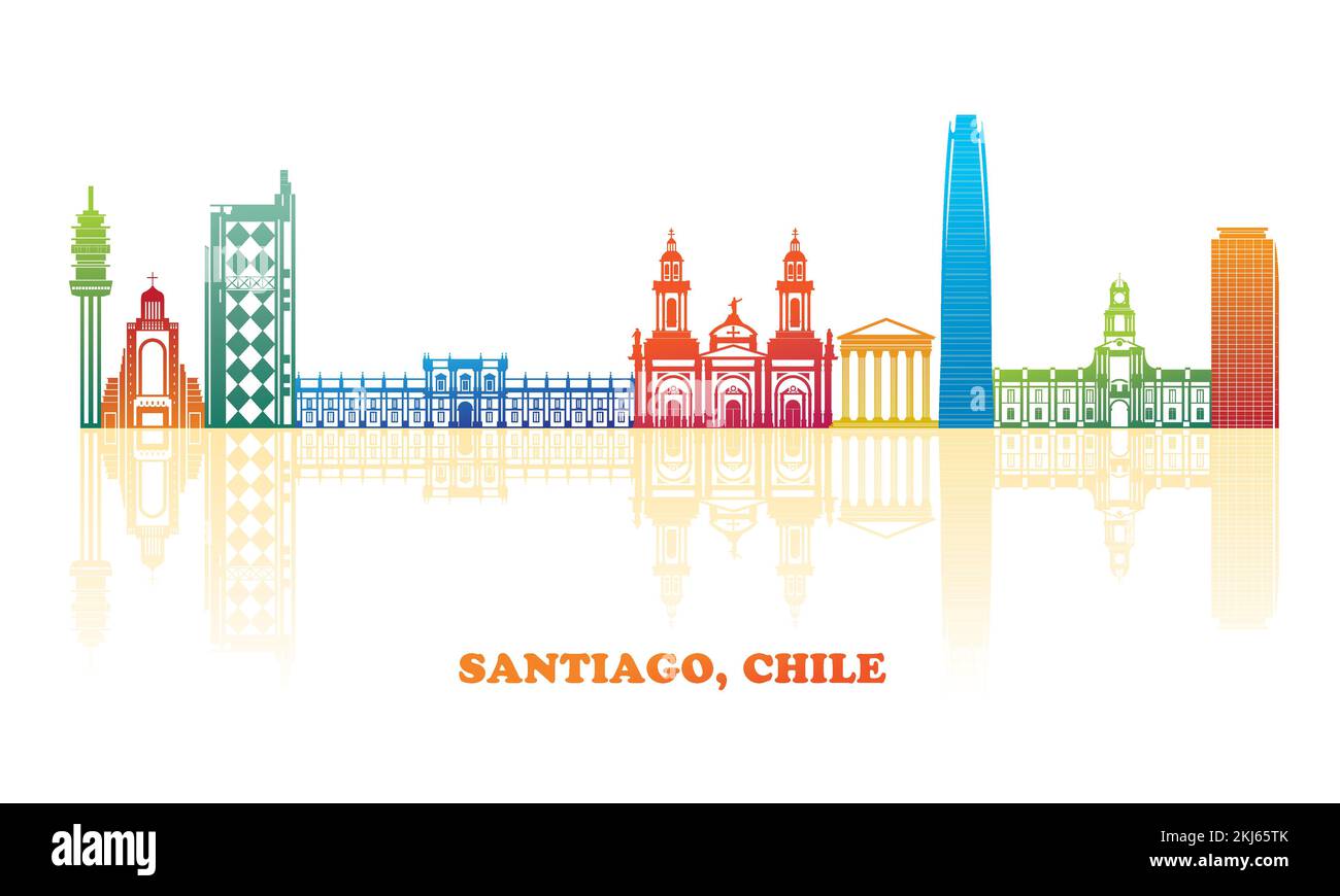Colorfull Skyline panorama de la ville de Santiago, Chili - illustration vectorielle Illustration de Vecteur
