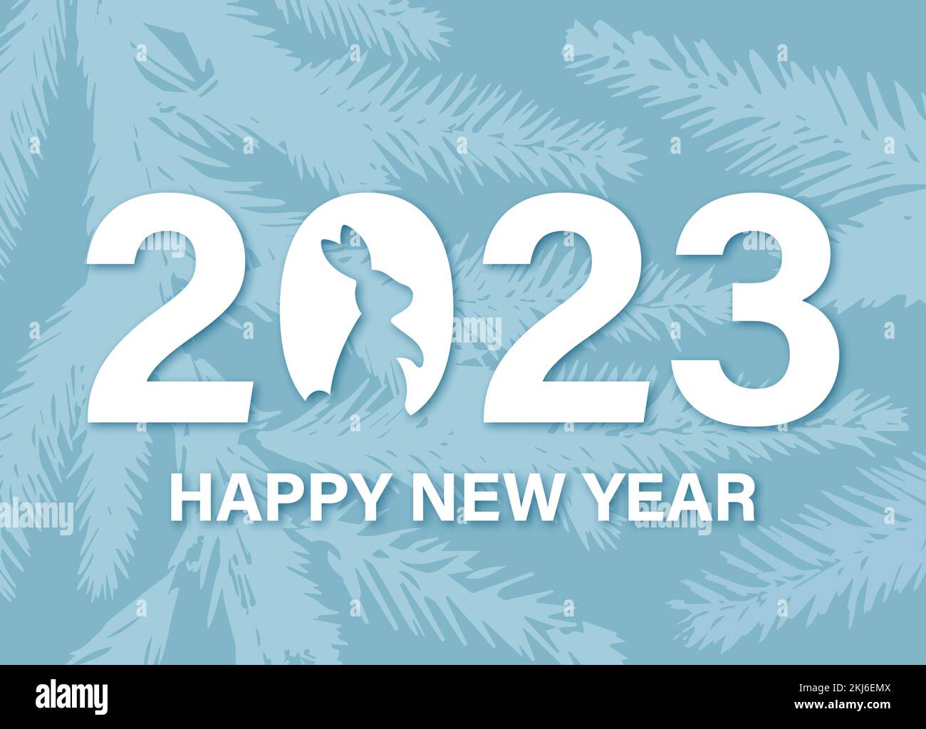 Modèle de carte de la nouvelle année pour l'année 2023 est l'année du lapin. Design minimaliste. Illustration vectorielle. Illustration de Vecteur