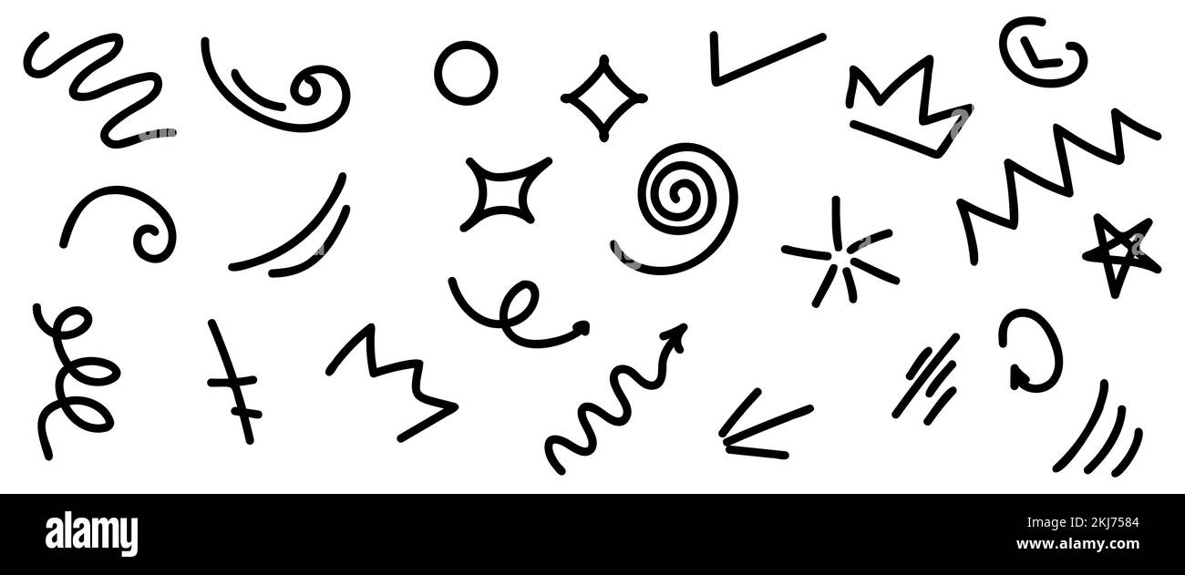 Ensemble d'icônes de Doodle dessinées à la main. Illustration vectorielle isolée sur fond blanc Illustration de Vecteur