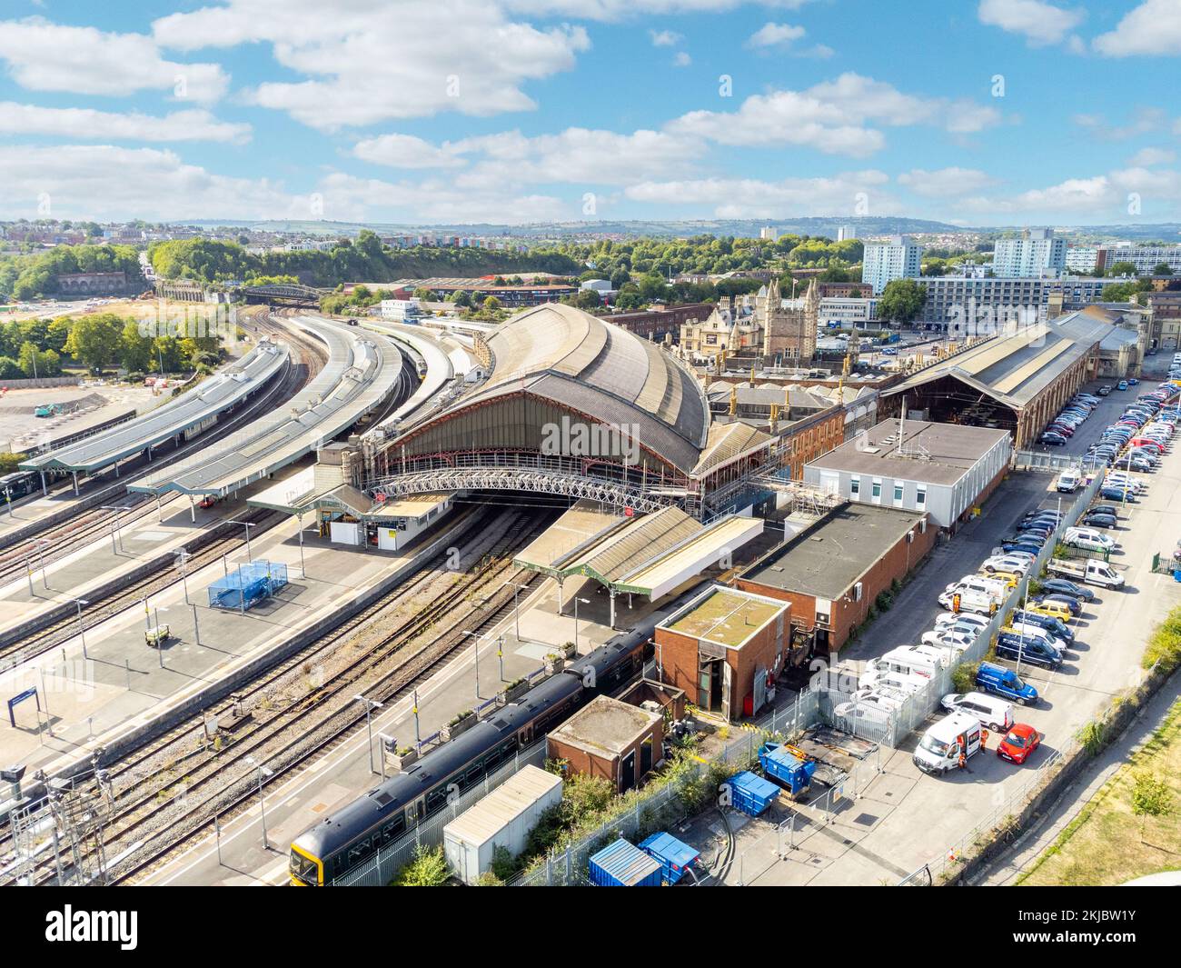 Bristol Temple Meads, Angleterre, d'un drone Banque D'Images