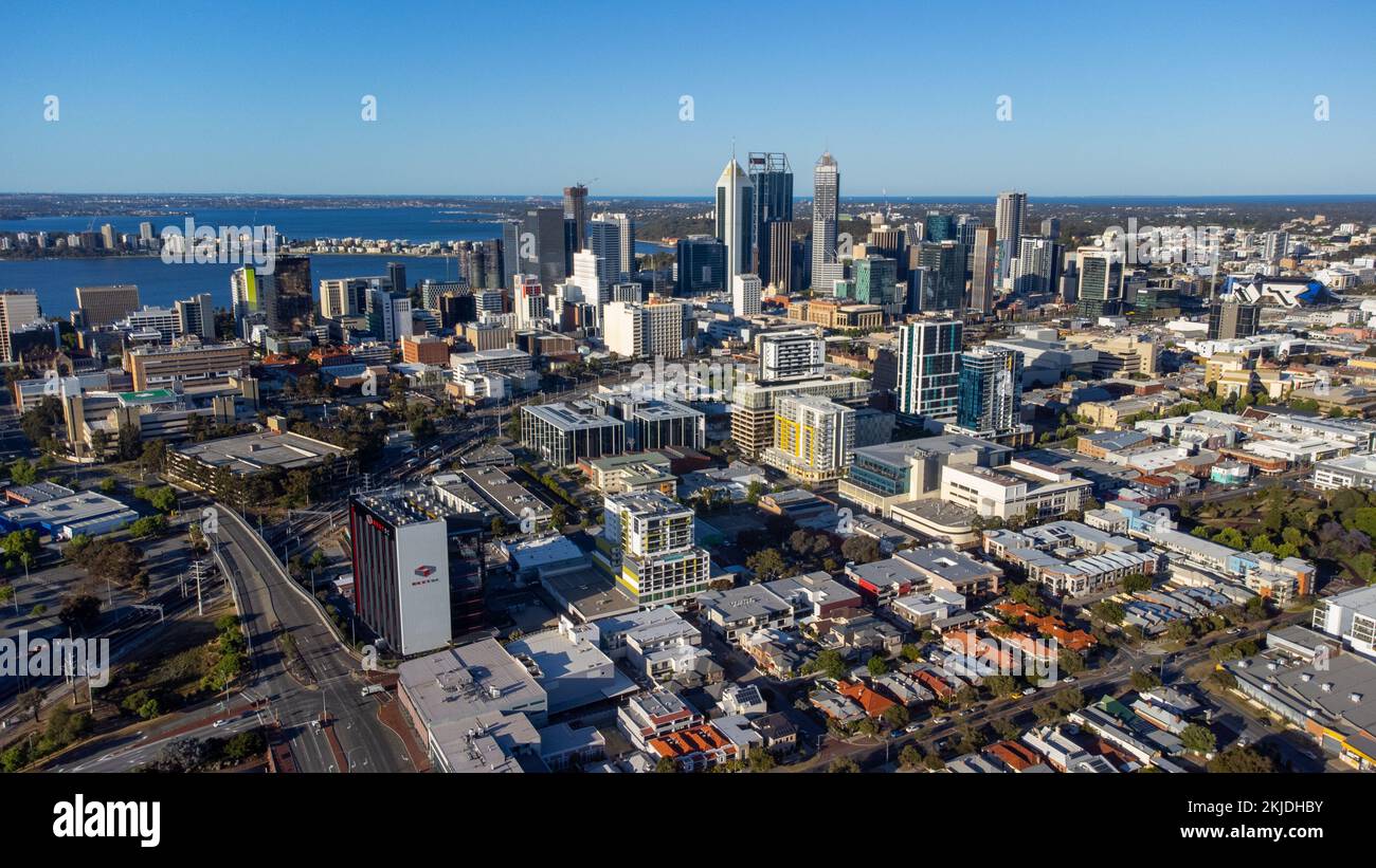 Vue aérienne du centre-ville de Perth, WA, Australie Banque D'Images