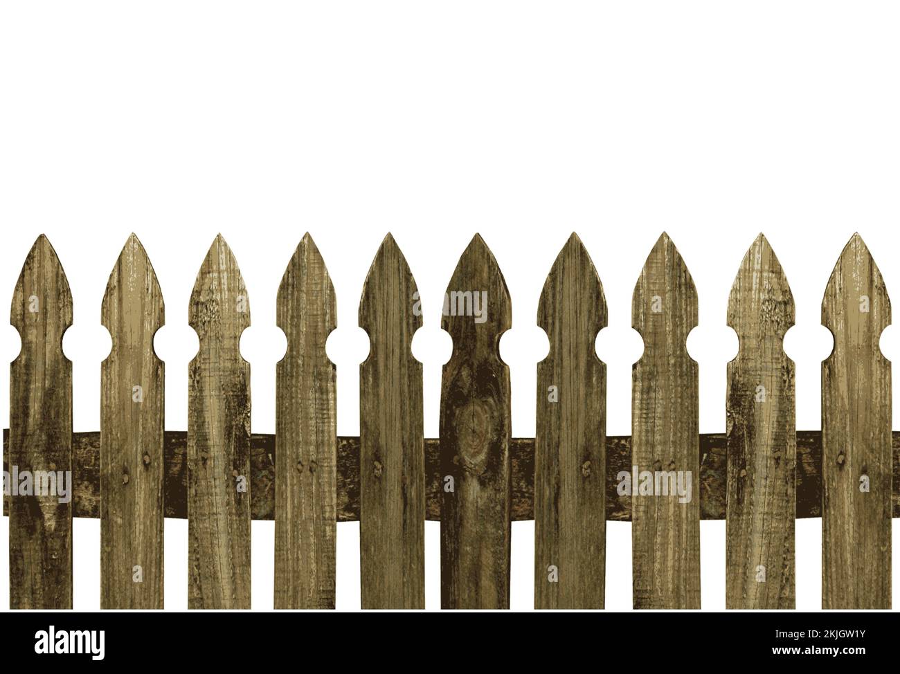 Vieille clôture en bois sur fond blanc Illustration de Vecteur