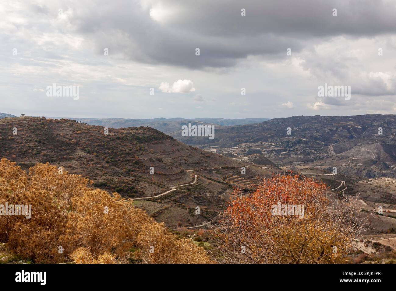 Troodos, vue, automne, Chypre, Europe Banque D'Images