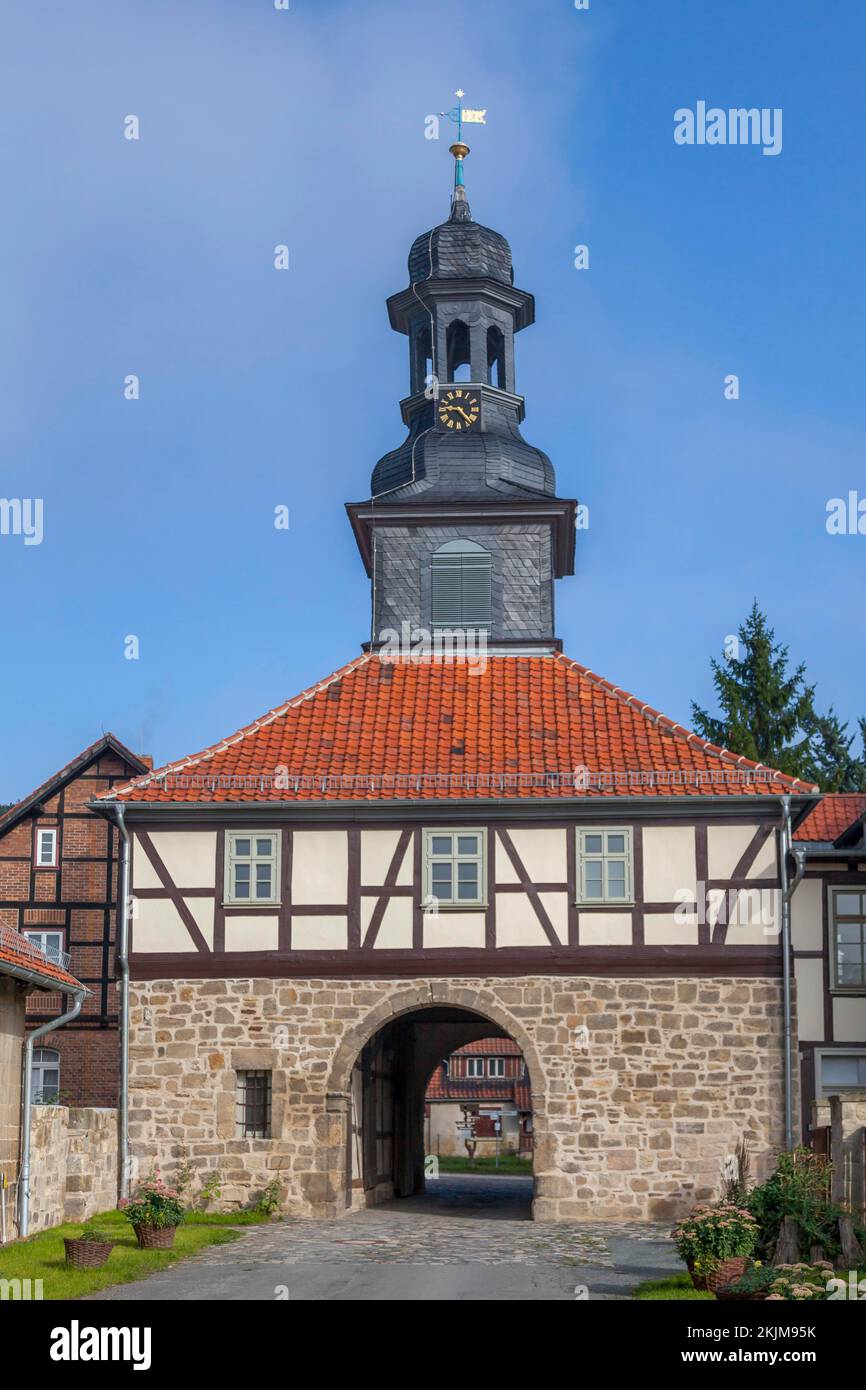Gatehouse, monastère de Michaelstein, Blankenburg, Harz, Saxe-Anhalt, Allemagne, Europe Banque D'Images