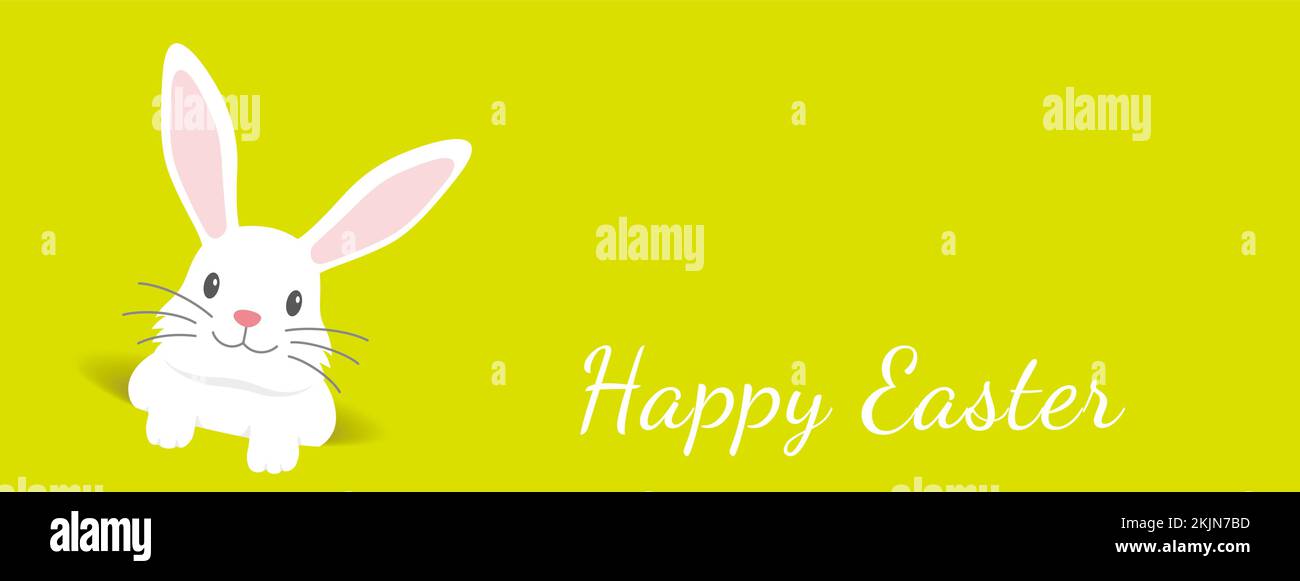 Illustration du vecteur de Pâques avec un lapin de Pâques et un espace de texte isolés sur Un fond jaune-vert. Illustration de Vecteur