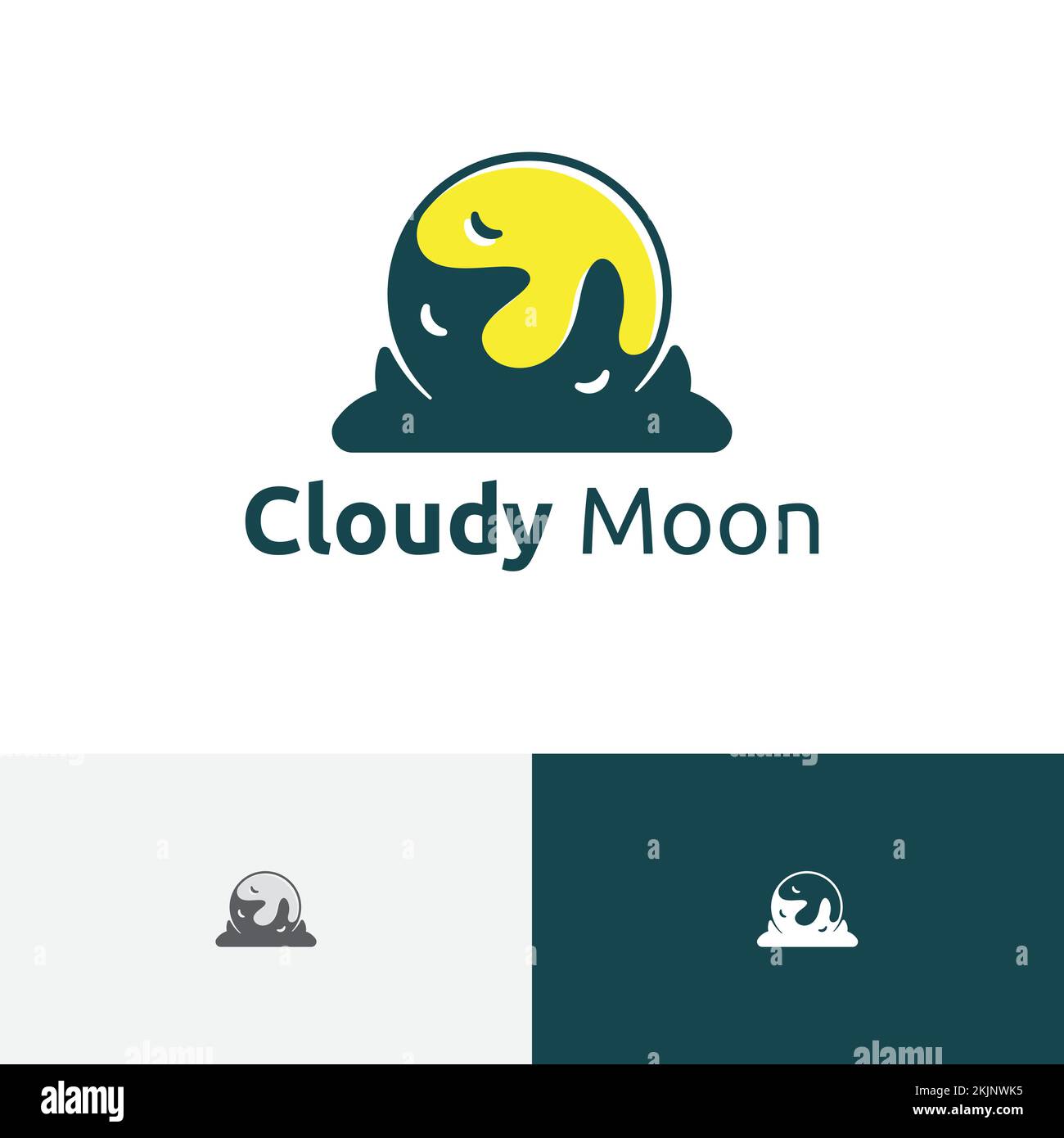 Cloud Cloudy Moon Night Sky Space logo Illustration de Vecteur