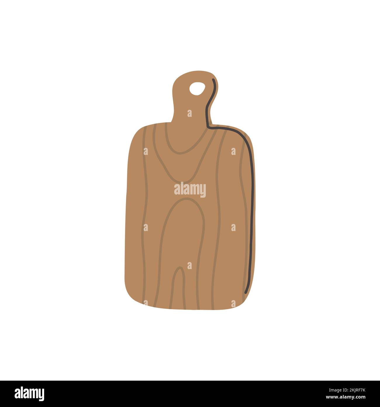 Planche à découper en bois. ustensiles de cuisine dessinés à la main clipart. Outil de batterie de cuisine dessin animé Illustration de Vecteur