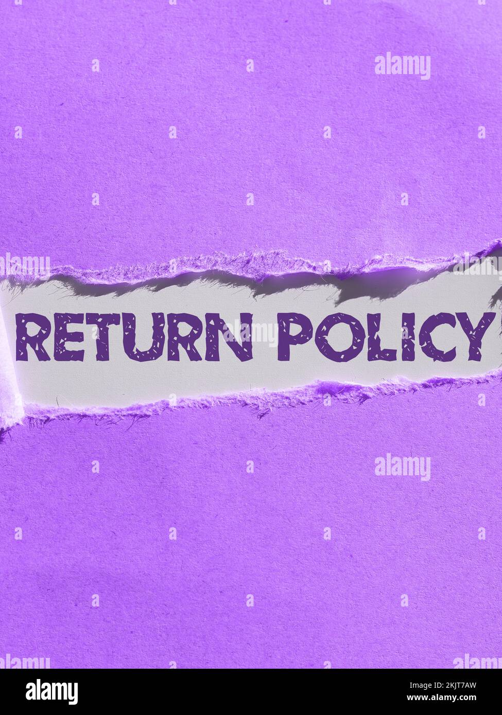 Légende présentant la politique de retour. Conditions générales de vente de Word for Tax Reimbursement lors de l'achat Banque D'Images