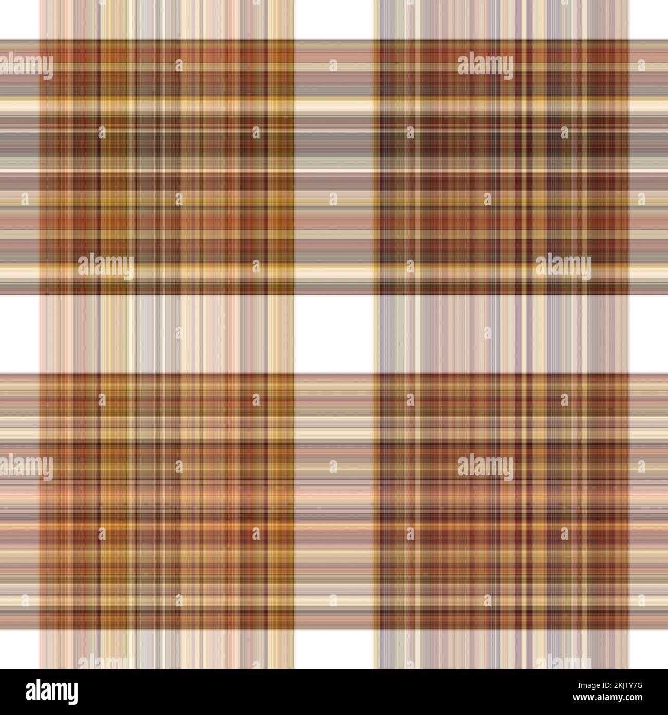 Tissu écossais blanc forêt à motif sans couture. Motif écossais de forêt automnale ton sur ton avec texture organique. Arrière-plan de bande orange pour papier peint rugueux. Banque D'Images