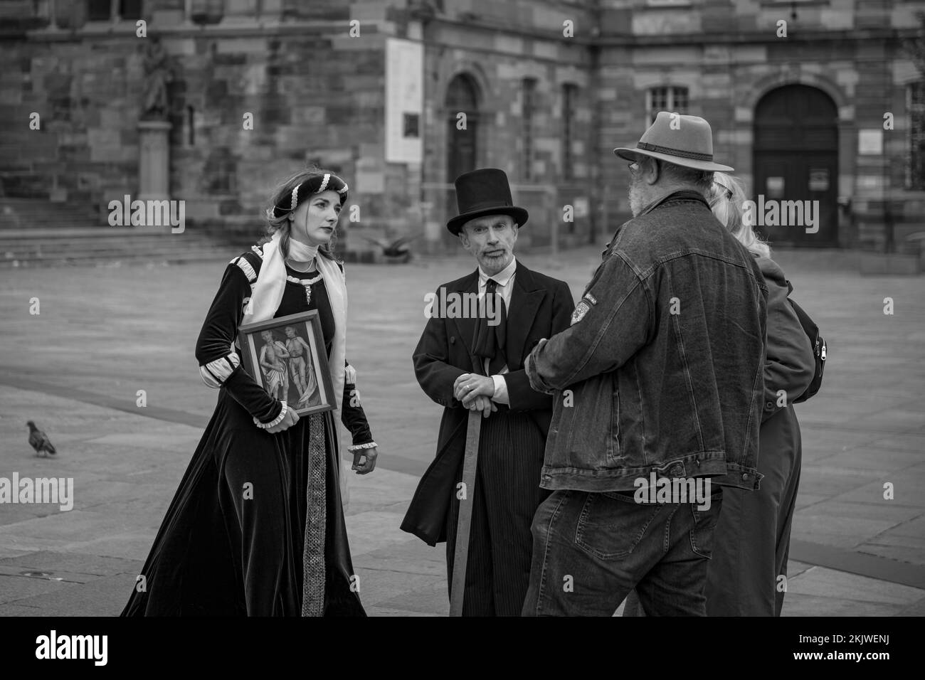 Une photo en noir et blanc de la prise de vue d'un film Banque D'Images