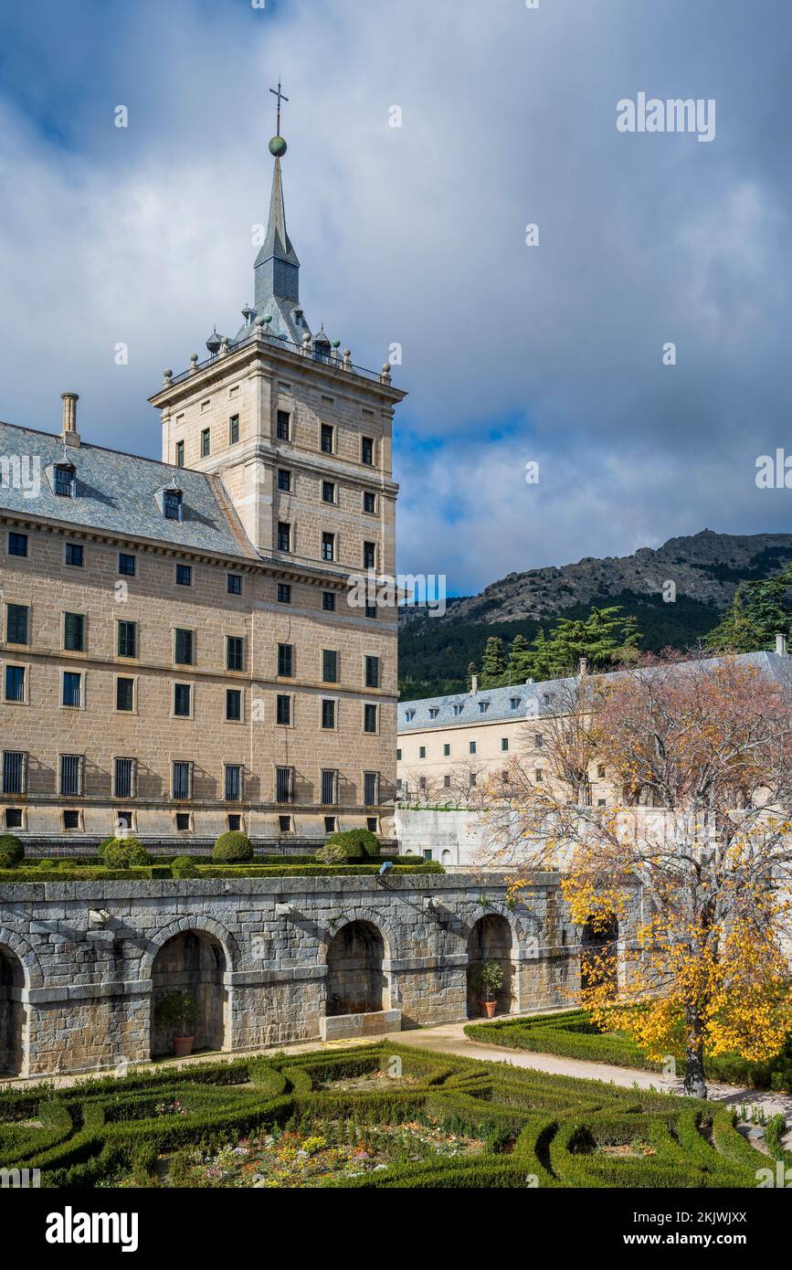 Site royal de San Lorenzo de El Escorial (Monasterio y Sitio de El Escorial), San Lorenzo de El Escorial, Madrid, Espagne Banque D'Images