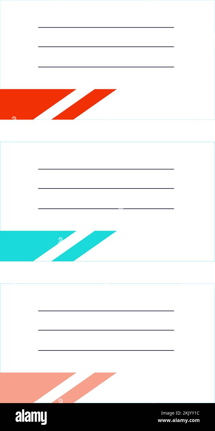 Étiquettes pour bloc-notes avec repères de couleur, jeu de trois étiquettes prêtes à imprimer Illustration de Vecteur