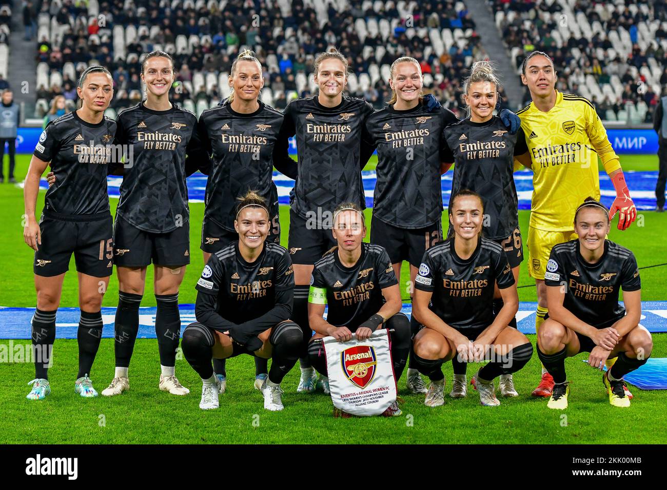 Turin, Italie. 24th novembre 2022. Les débuts de l'Arsenal 11 pour le match de l'UEFA Women's Champions League entre Juventus et Arsenal au stade Juventus de Turin. (Crédit photo : Gonzales photo/Alamy Live News Banque D'Images