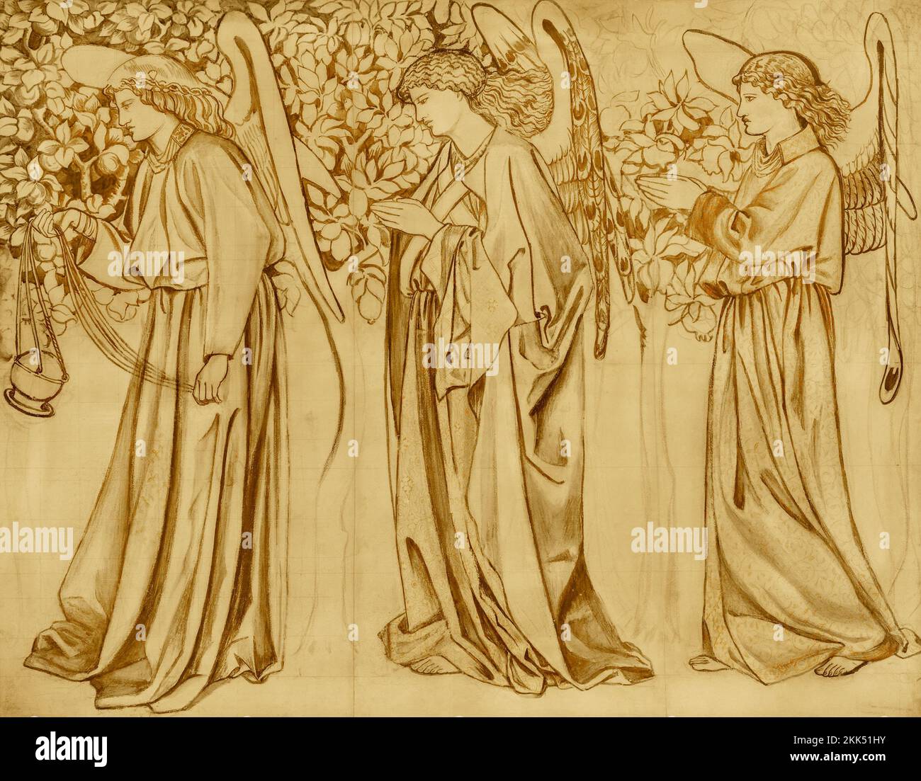 Tile Design&ndash;Processing Angels (1866) par William Morris. Gauche Banque D'Images