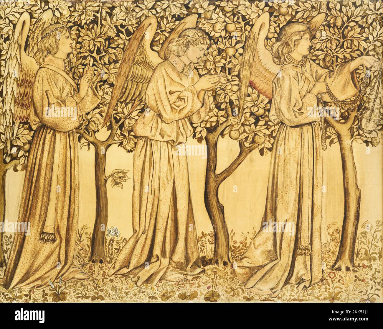 Tile Design&ndash;Processing Angels (1866) par William Morris. Droite Banque D'Images