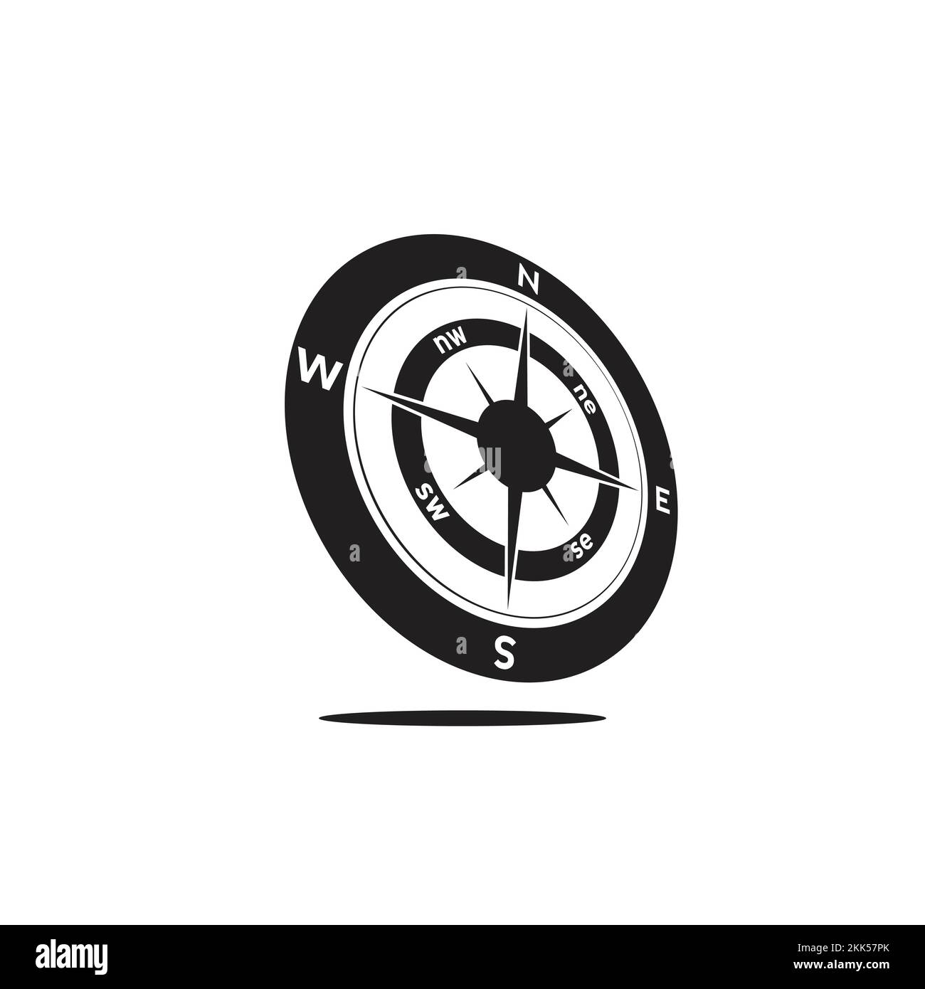 Logo Compass. pointeur nord, sud, est, ouest, symbole de boussole