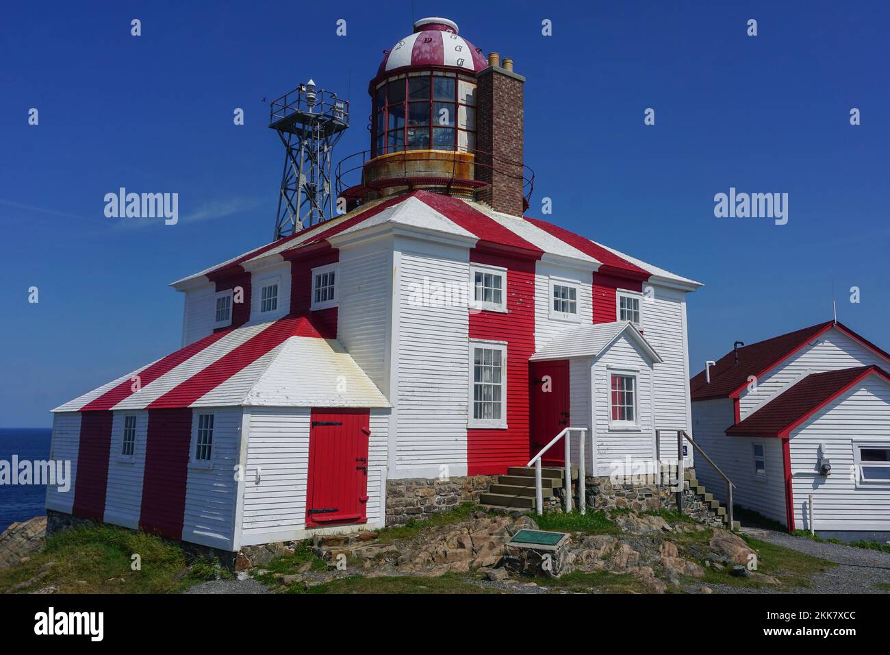 Cape Bonavista, Terre-Neuve, Canada : lieu historique provincial du phare de Cape Bonavista, restauré en 1870s. Banque D'Images