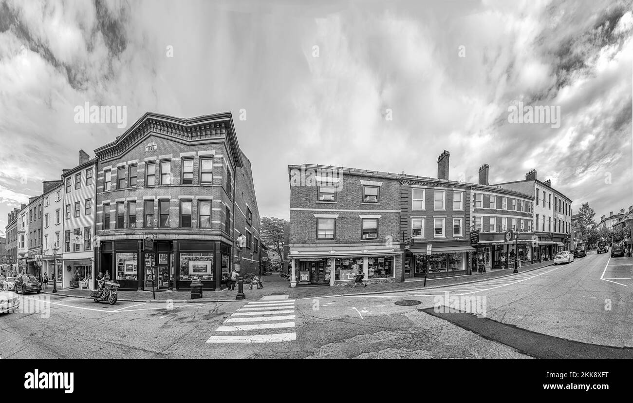 Portsmouth, États-Unis - 14 septembre 2017 : vue sur le centre-ville historique de Portsmouth en Nouvelle-Angleterre, États-Unis. Banque D'Images