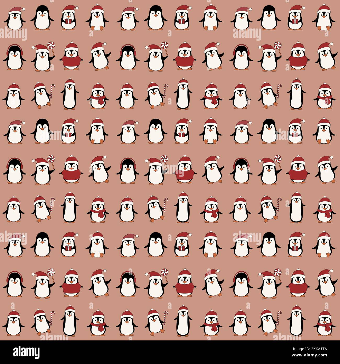 Pingouins de Noël à motif sans couture Illustration de Vecteur