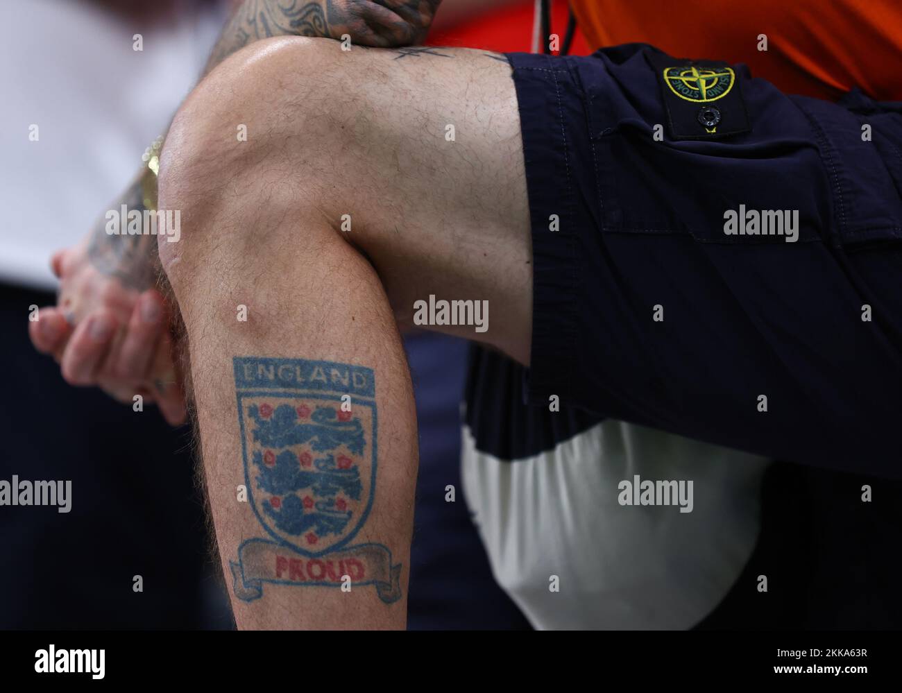 Al Khor, Qatar, 25th novembre 2022. Tatouage d'Angleterre et insigne de Stone Island lors du match de la coupe du monde de la FIFA 2022 au stade Al Bayt, Al Khor. Crédit photo à lire: David Klein / Sportimage crédit: Sportimage/Alay Live News crédit: Sportimage/Alay Live News crédit: Sportimage/Alay Live New crédit: Sportimage/Alay Live News Banque D'Images
