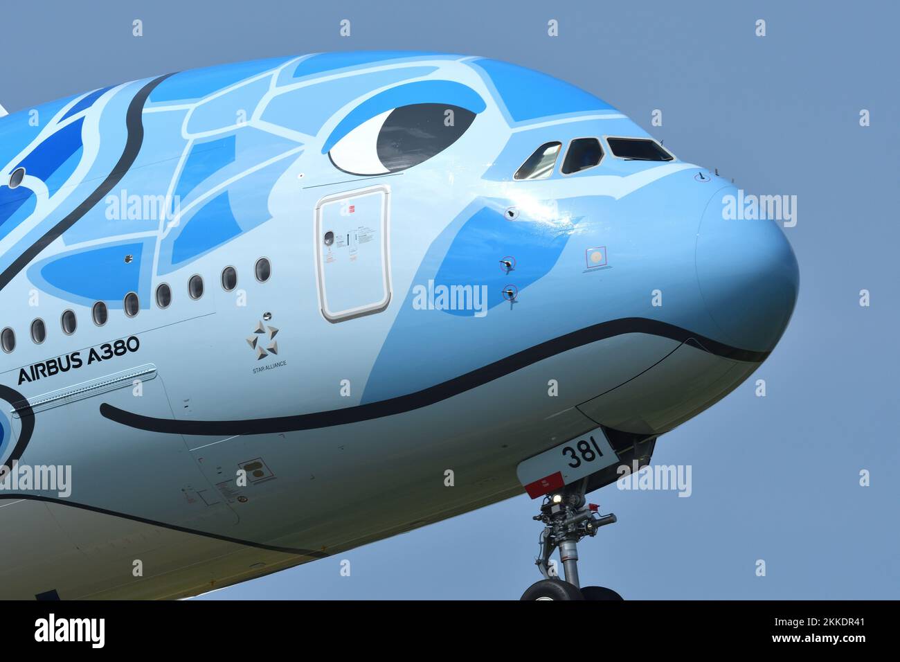 Préfecture de Chiba, Japon - 05 mai 2019 : tous les avions de Nippon Airways (ANA) Airbus A380-800 (JA381A) avion de passagers Flying Honu. Banque D'Images