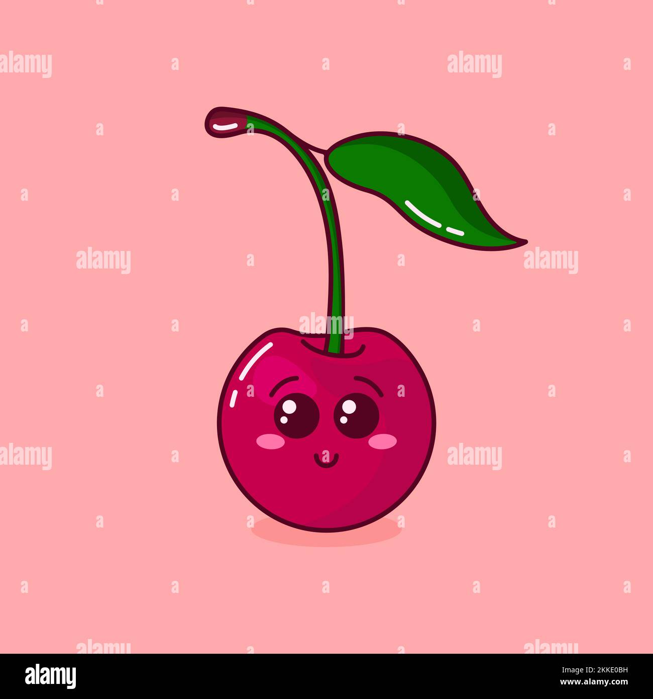 Illustration avec dessin animé Cherry sur fond rose Illustration de Vecteur
