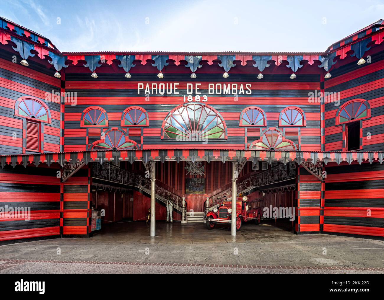 La caserne de pompiers historique ou Parque de Bombas à Ponce, sur l'île tropicale des Caraïbes de Puerto Rico, Etats-Unis. Banque D'Images