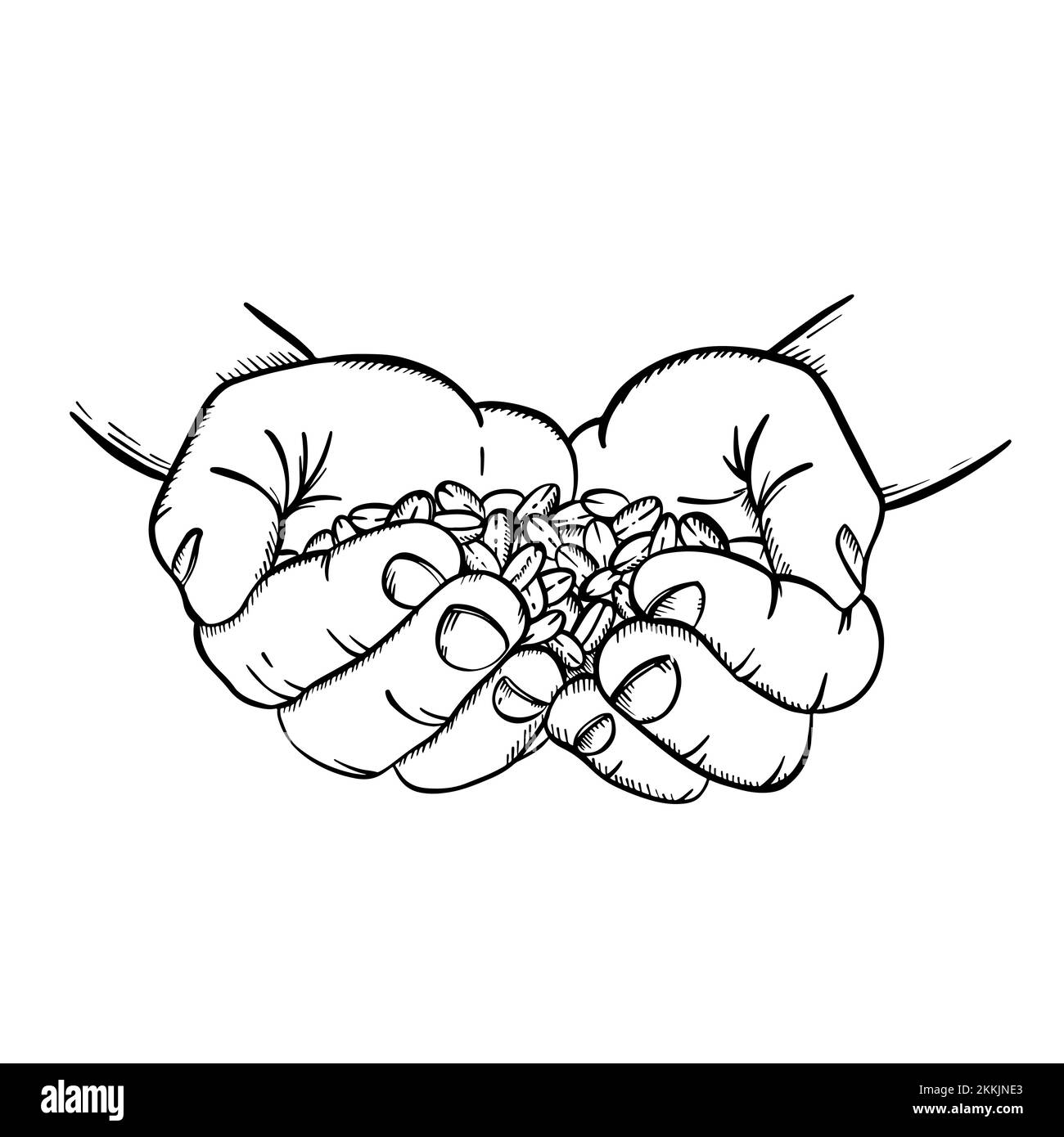 HOMME TENANT DES GRAINS DE CAFÉ Design éléments d'autocollants et d'étiquettes pour le magasin de boisson de dessert produits naturels dans le style esquisse Vector Illustration Set F Illustration de Vecteur