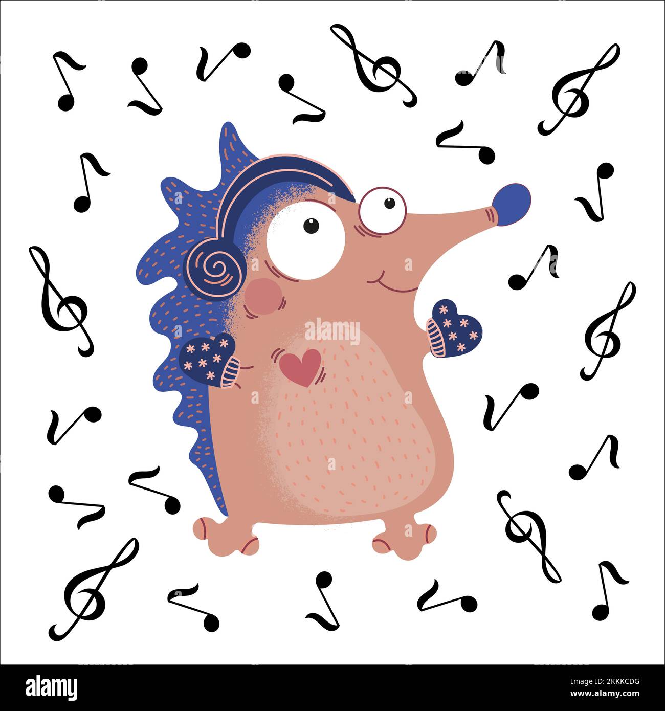 COMÉDIE MUSICALE HÉRISSON Saint-Valentin Forêt Joyeux animal dessin animé clip Art Vector Illustration Set pour l'impression Illustration de Vecteur