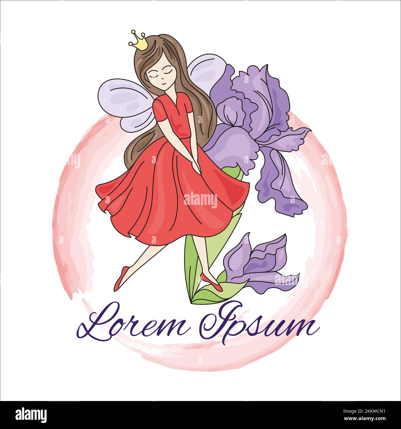 JOLIE FILLE fleur princesse Fairy Magic Iris bouquet de charon clip Art Vector Illustration Set pour l'impression Illustration de Vecteur