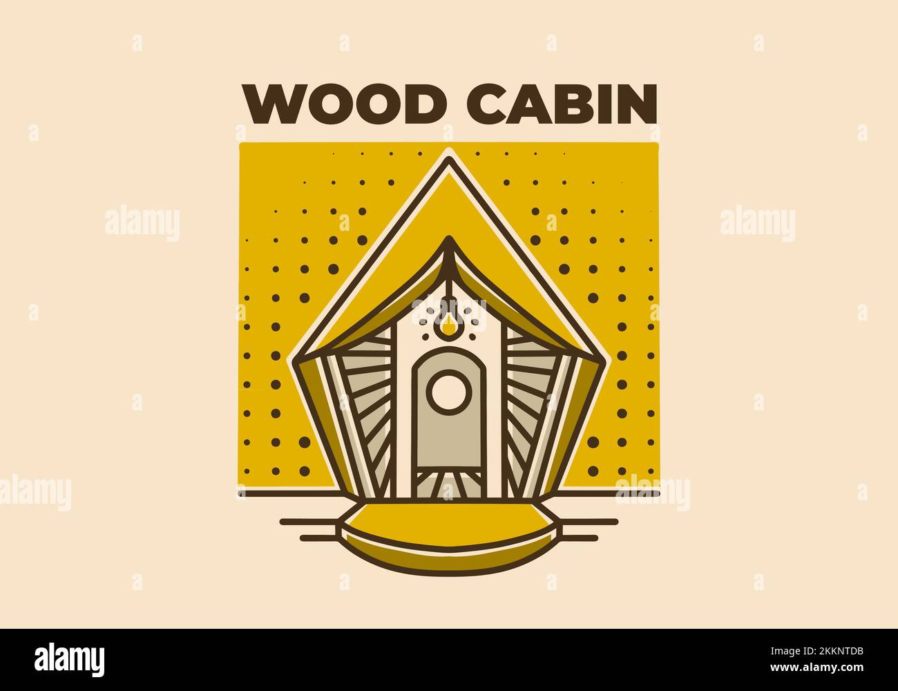 Design artistique vintage d'une petite cabine en bois esthétique Illustration de Vecteur