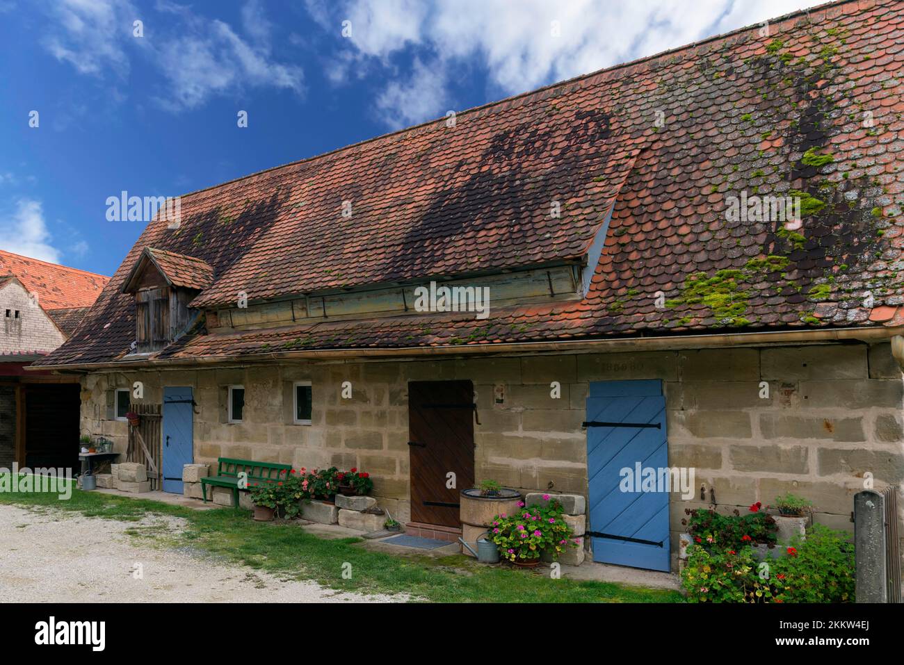 Ancien bâtiment stable d'une ferme franconienne, Bavière Allemagne Banque D'Images