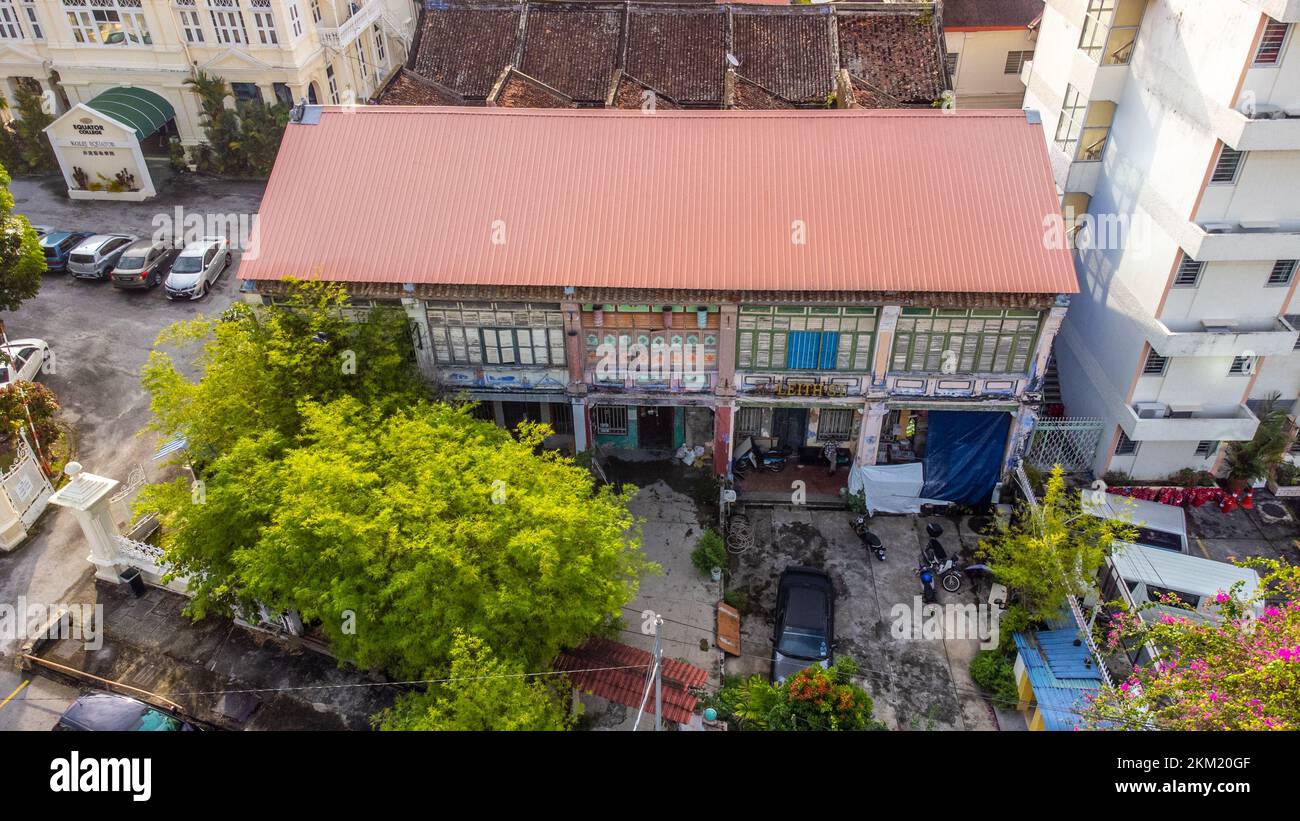 Les logements des serviteurs non restaurés à Cheong Fatt Tze Mansion ou au Blue Mansion Hotel, George Town, Penang, Malaisie Banque D'Images