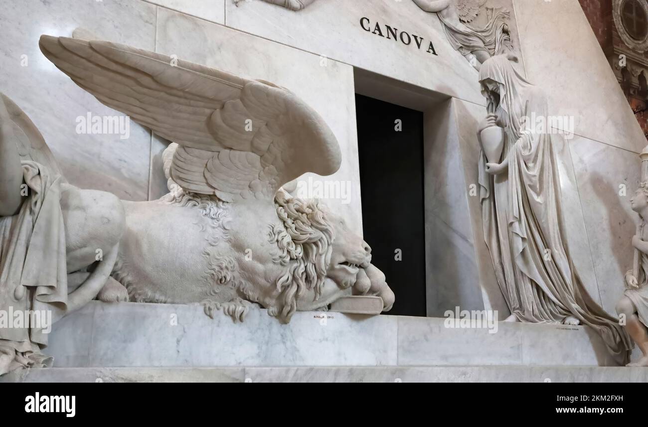 Détail du mausolée d'Antonio Canova à Venise Banque D'Images